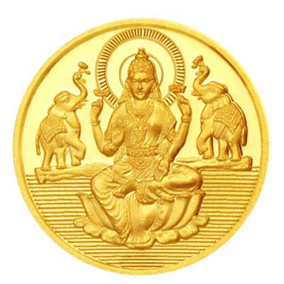 "1 Gram 22Kt  Lakshmi Gold Coin - SJPGC01-24 - Click here to View more details about this Product